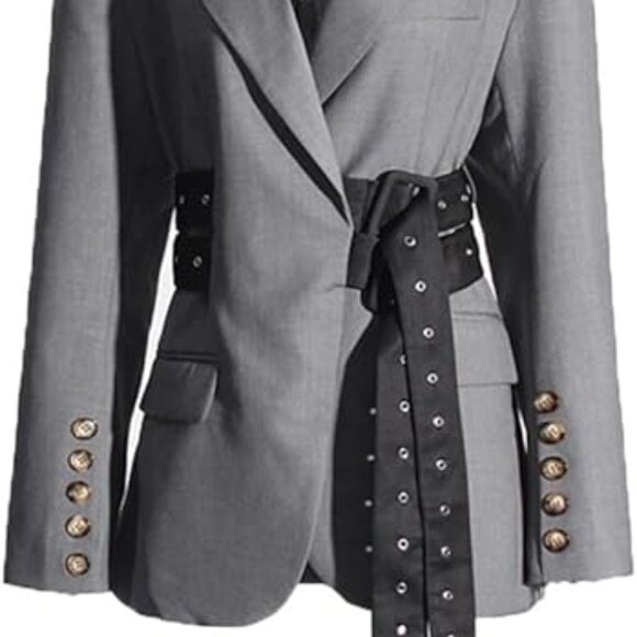 NEW Asymmetric Belted Buckle Jacket - Picture 2 of 4